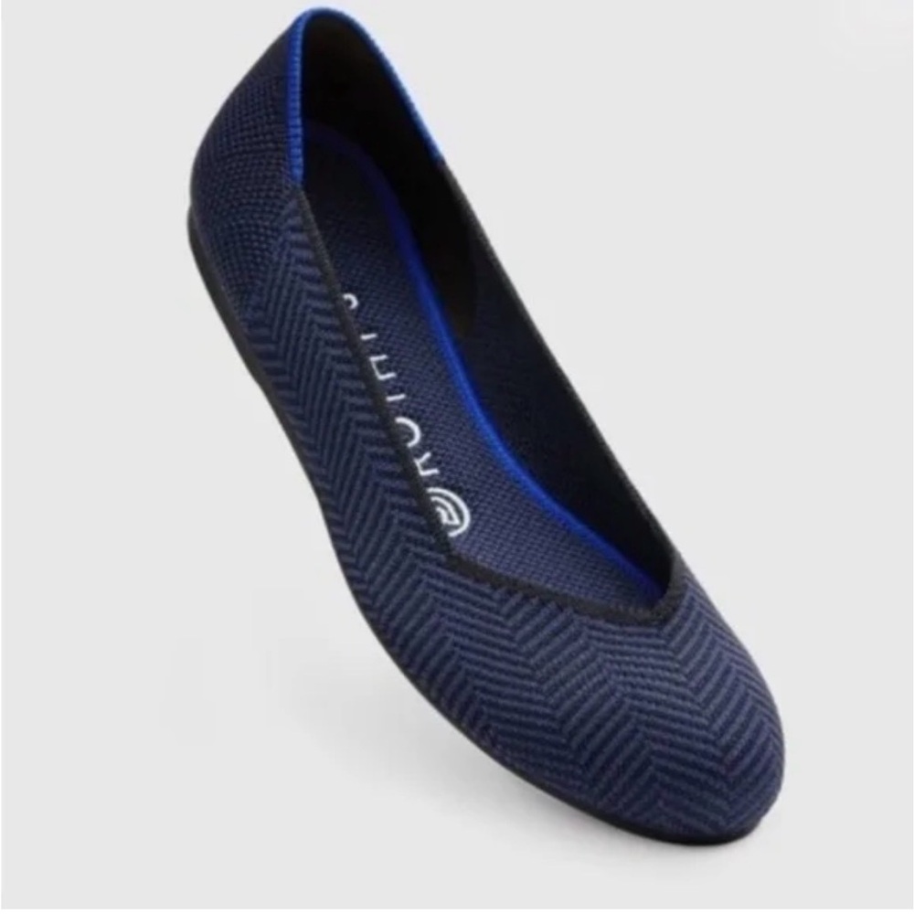 Rothys Retired Midnight Metallic Herringbone Flats Round Toe